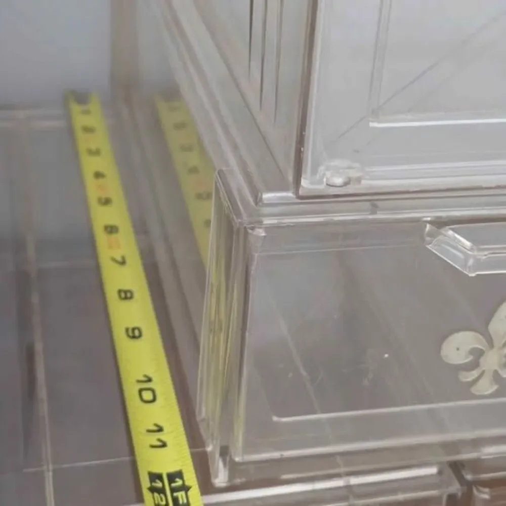 Vintage Acrylic Shoe Boxes Lot Fleur De Lis Gold Emblem